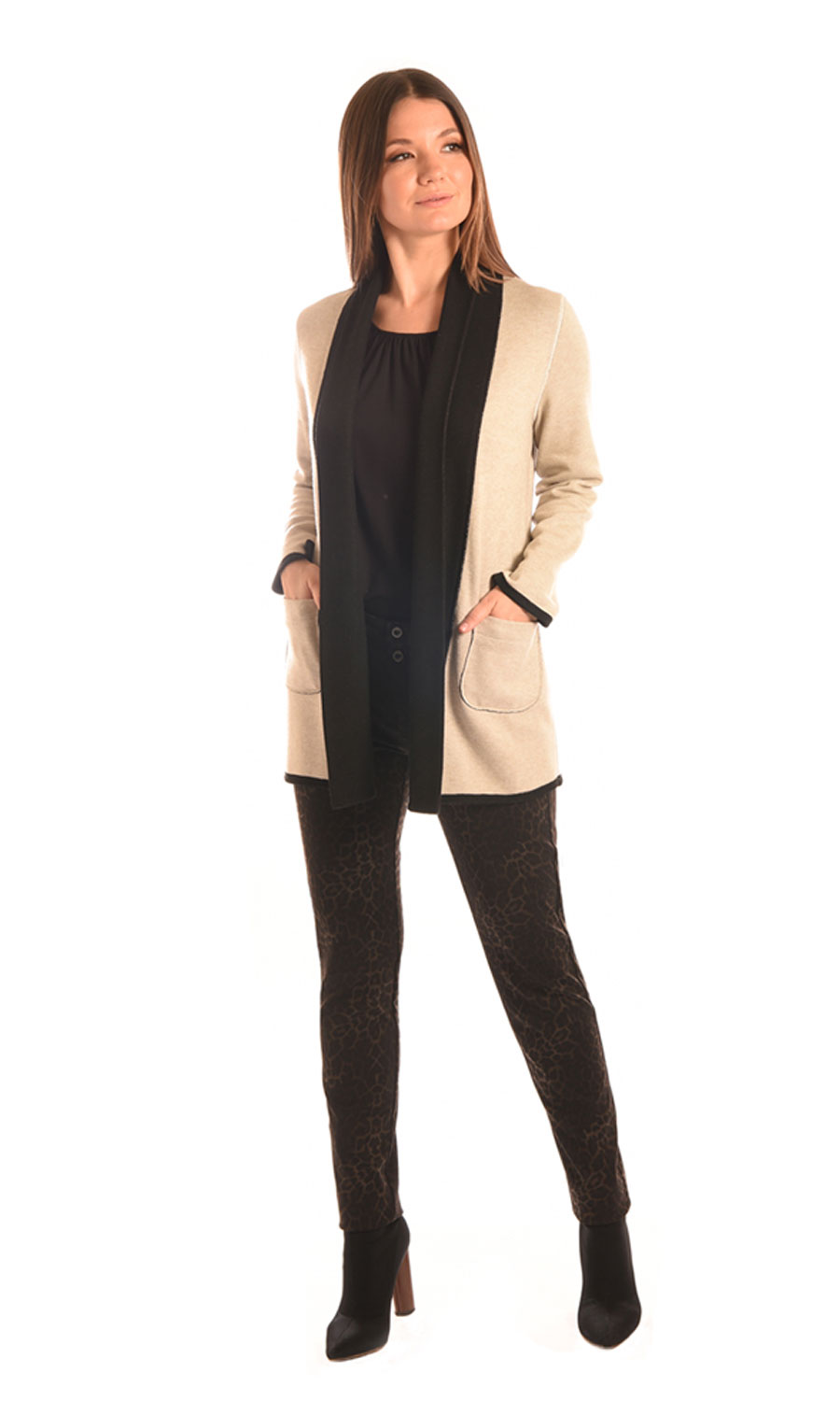 495-Two-Sided-Knit-Reversible-Cardigan-(Oatmill)-309A-Stretch-Ponte-9in-Rise-Ankle-Skinny-Jean